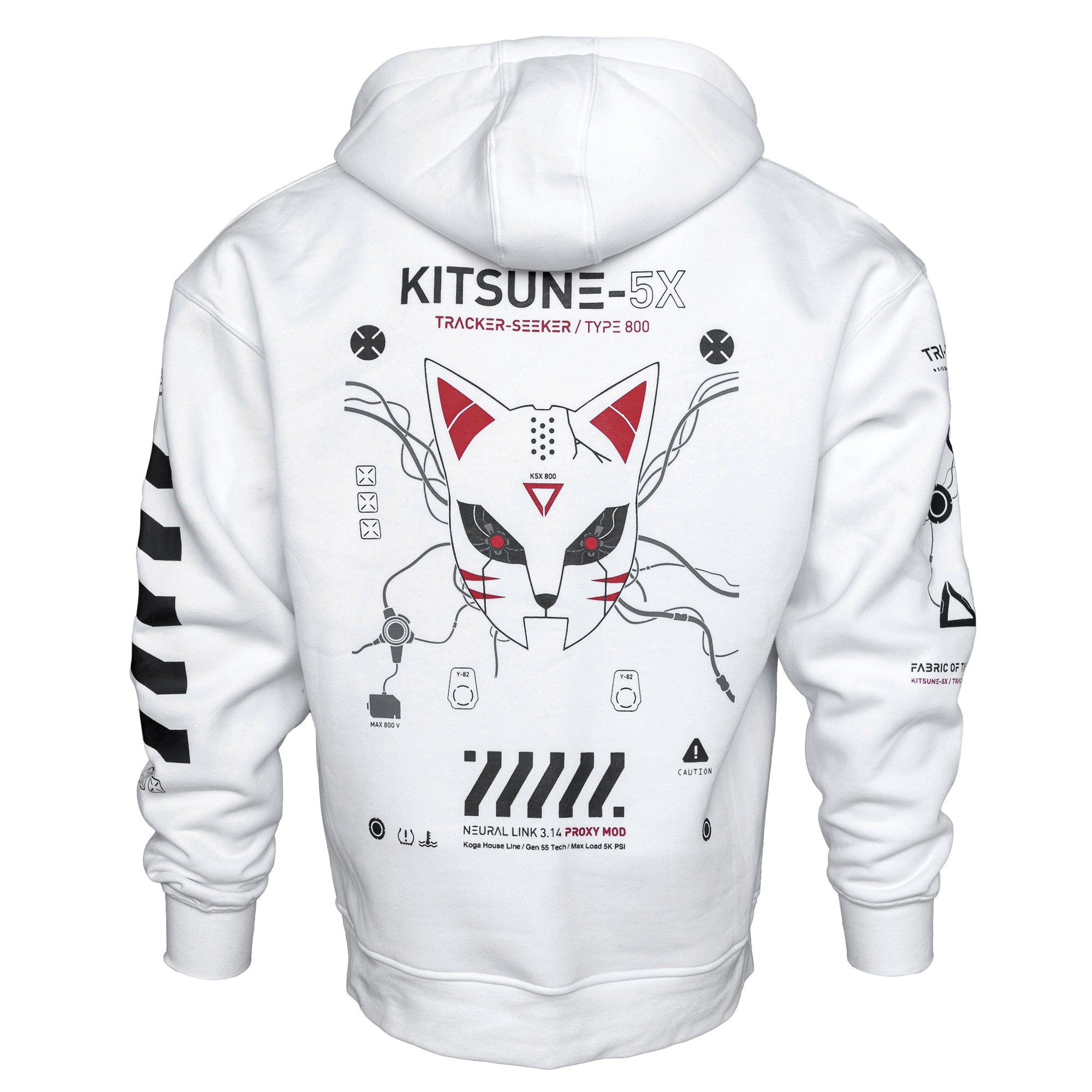 Kitsune-5X RD White Hoodie