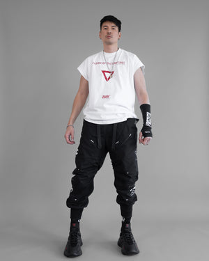 V3-S White Red Oversized Sleeveless T