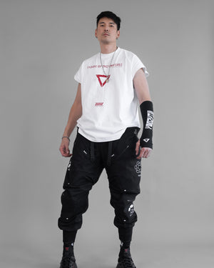 V3-S White Red Oversized Sleeveless T