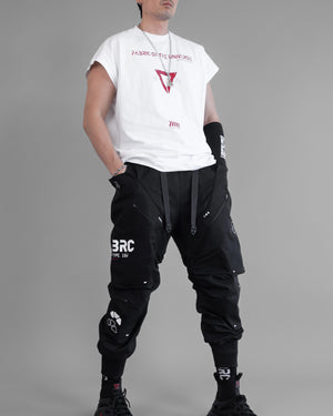 V3-S White Red Oversized Sleeveless T