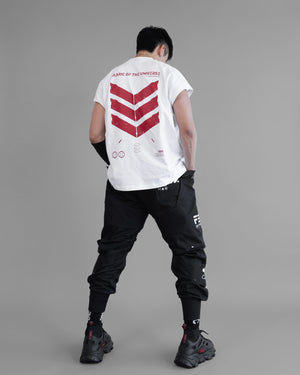 V3-S White Red Oversized Sleeveless T