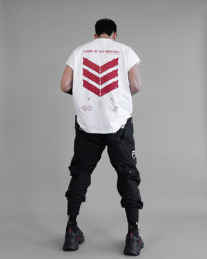 V3-S White Red Oversized Sleeveless T
