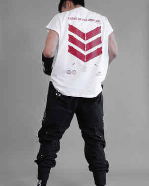 V3-S White Red Oversized Sleeveless T