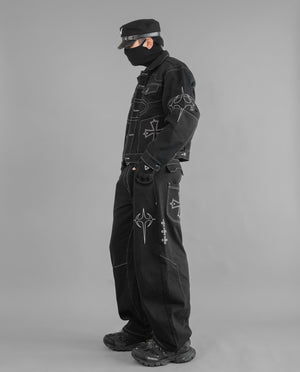 BRE-Cross Black Barrel Denim Pants