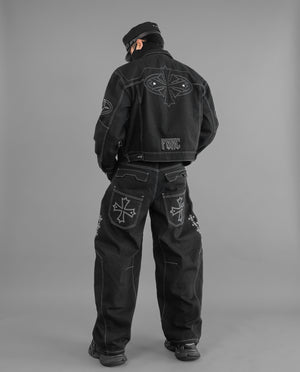 BRE-Cross Black Denim Jacket