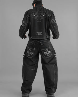 BRE-Cross Black Denim Jacket