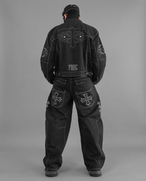 BRE-Cross Black Barrel Denim Pants