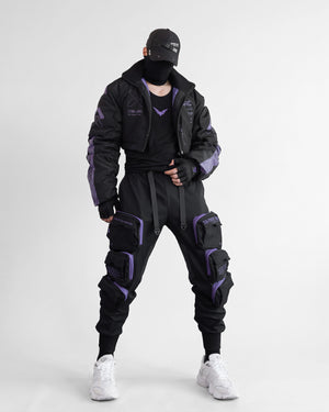 CRB-005 Black Purp Crop Bomber Jacket