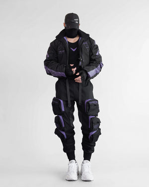 CRB-005 Black Purp Crop Bomber Jacket