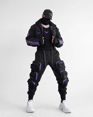 CRB-005 Black Purp Crop Bomber Jacket