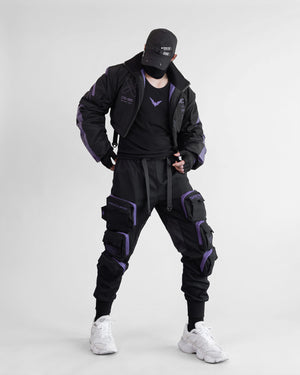 CRB-005 Black Purp Crop Bomber Jacket