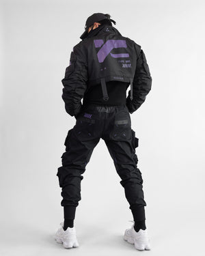 CRB-005 Black Purp Crop Bomber Jacket
