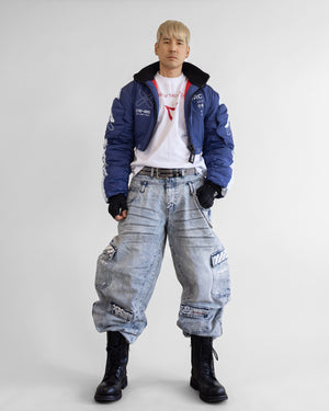 CRB-005 Blue Crop Bomber Jacket