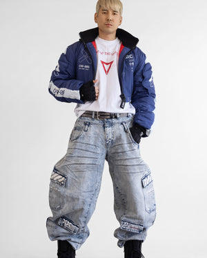 CRB-005 Blue Crop Bomber Jacket