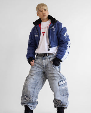 CRB-005 Blue Crop Bomber Jacket