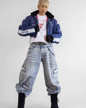CRB-005 Blue Crop Bomber Jacket