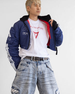 CRB-005 Blue Crop Bomber Jacket