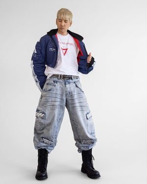 CRB-005 Blue Crop Bomber Jacket