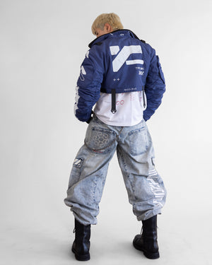 CRB-005 Blue Crop Bomber Jacket