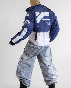 CRB-005 Blue Crop Bomber Jacket