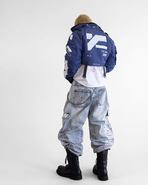CRB-005 Blue Crop Bomber Jacket