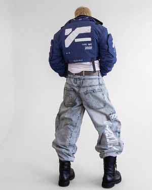 CRB-005 Blue Crop Bomber Jacket