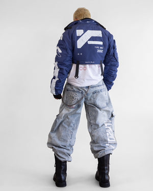 CRB-005 Blue Crop Bomber Jacket