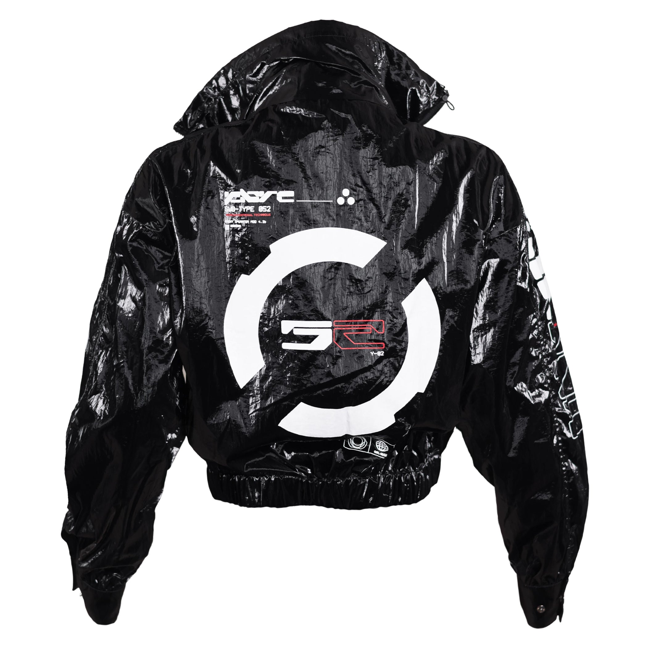 SWB-052 Black Chrome Crop Windbreaker - Fabric of the Universe