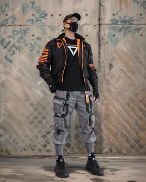 V3-3 Black Orange Short Bomber Jacket