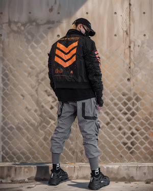 V3-3 Black Orange Short Bomber Jacket