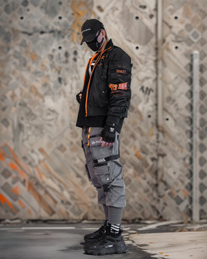 V3-3 Black Orange Short Bomber Jacket