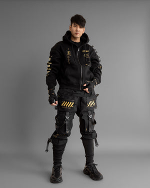 XB-04 Black Gold Oversized Zip Hoodie