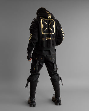 XB-04 Black Gold Oversized Zip Hoodie