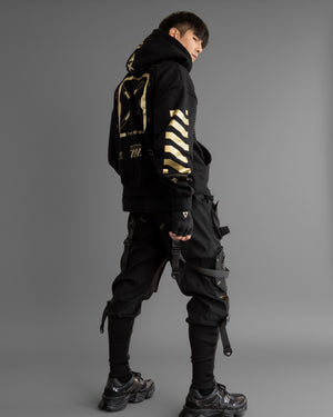 XB-04 Black Gold Oversized Zip Hoodie