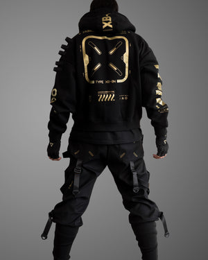 XB-04 Black Gold Oversized Zip Hoodie
