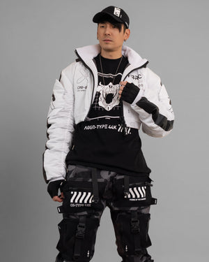 CRB-005 White Crop Bomber Jacket