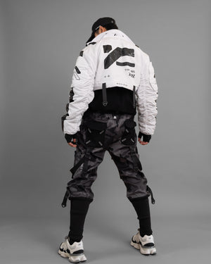 CRB-005 White Crop Bomber Jacket