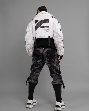 CRB-005 White Crop Bomber Jacket