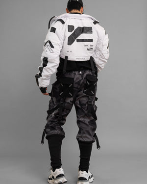 CRB-005 White Crop Bomber Jacket