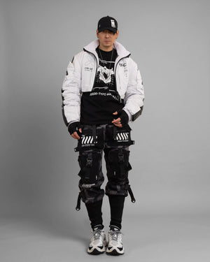 CRB-005 White Crop Bomber Jacket