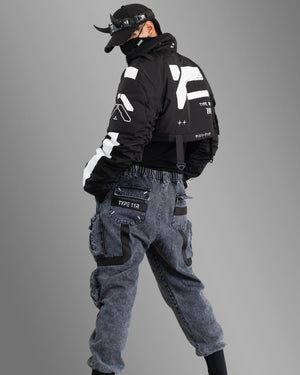 CRB-005 Black Crop Bomber Jacket