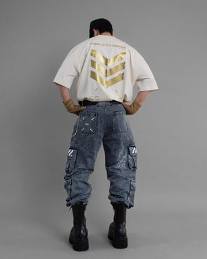 V3-S Ivory Gold Oversized Short Sleeve T