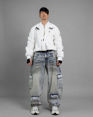 Genova Demon White LW Bomber Jacket
