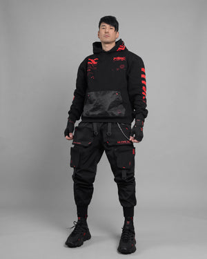 Y-2070 Black Red Hoodie