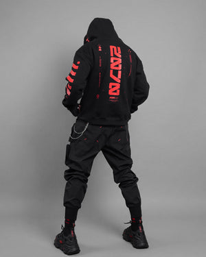 Y-2070 Black Red Hoodie