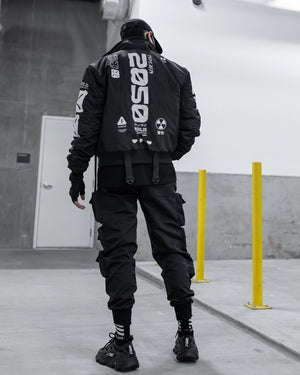 Y-2050 Black Short Bomber Jacket