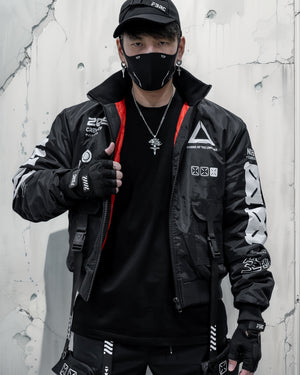 Y-2050 Black Short Bomber Jacket