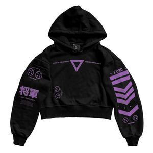 V3-3 Black Purple Crop Hoodie