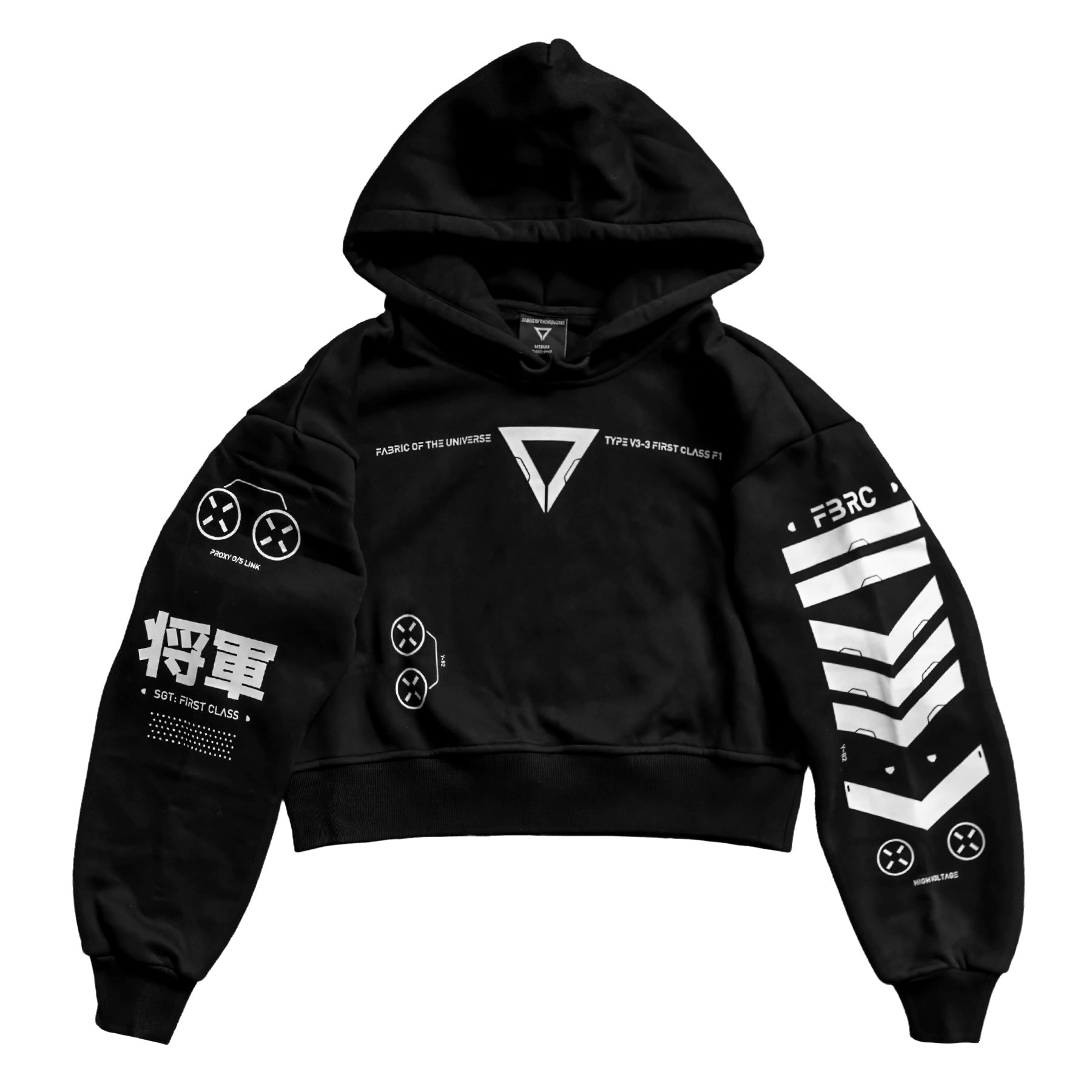 V3-3 Black Crop Hoodie