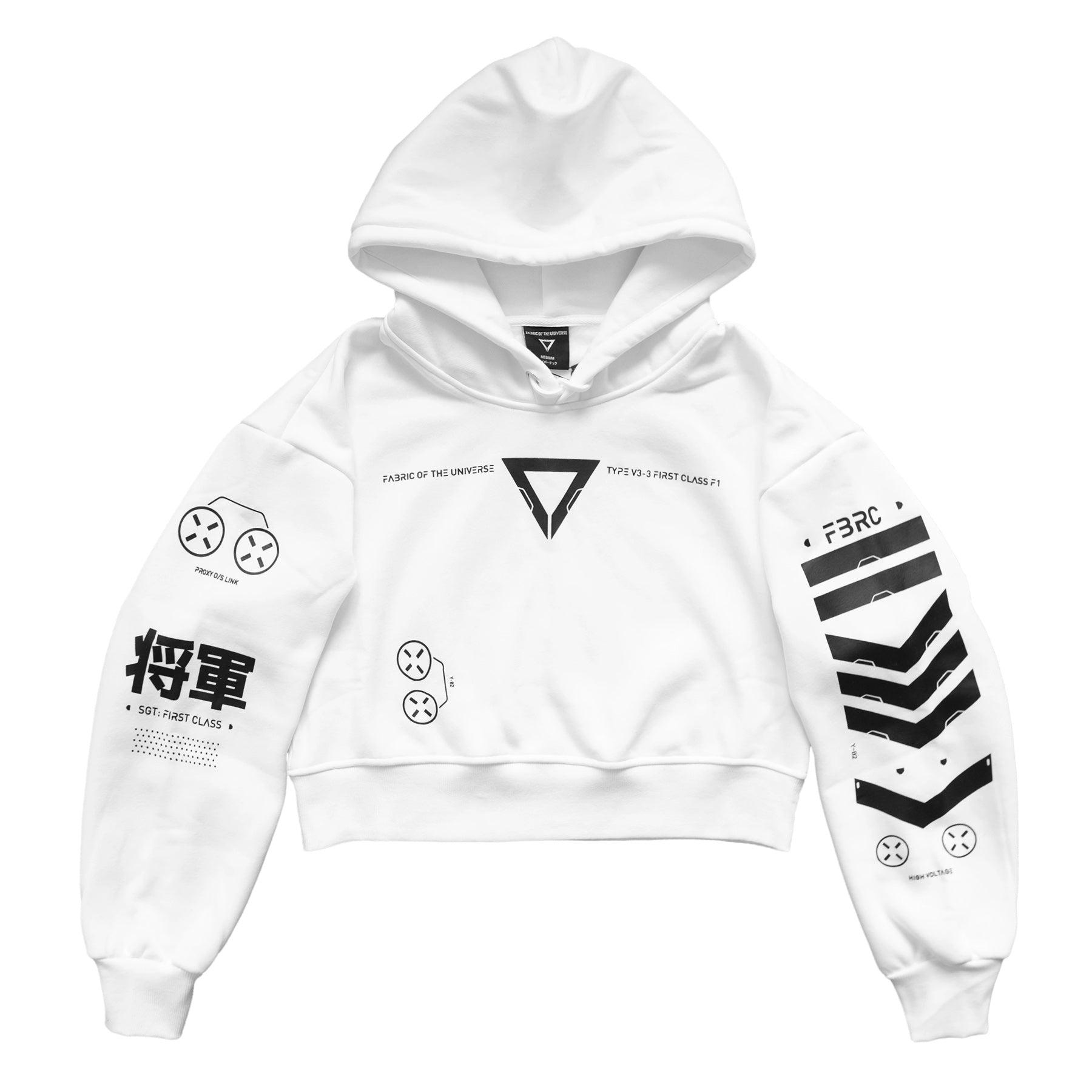 V3-3 White Crop Hoodie